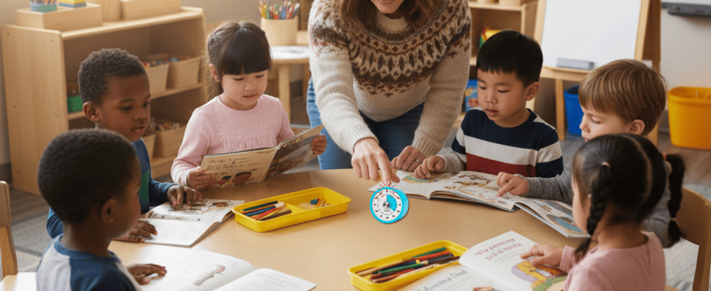 Searon Magnetic Visual Timer, Quiet Dial Timer with LED Alert, Easy Time Management for Kitchen & Kids, Compact 3.15 Inch (Blue)