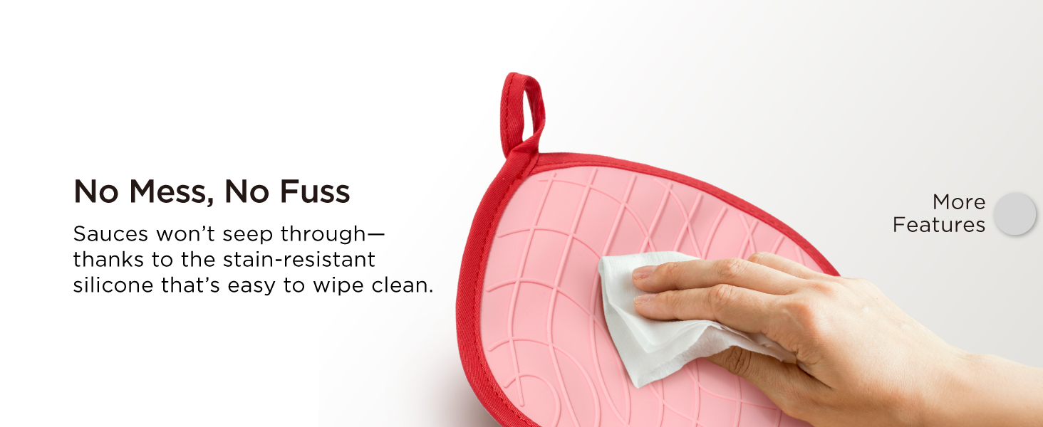 Kitchen Mama Silicone Pot Holders - Heat Resistant, Non-Slip Surface, Dual Pocket Design with Soft Cotton Lining, Safe, Durable, Stylish, Practical for Everyday Use Hot Oven, Bowl, Pan (Red)