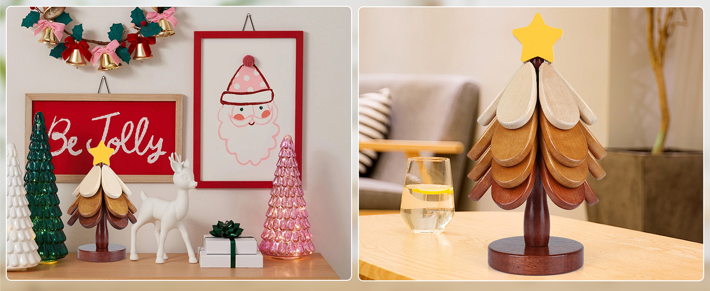 Wooden Trivets for Hot Dishes, Trivet Tree Christmas Tree Trivet Coasters Set of 4 for Hot Pot Pans Bowls Drinks Plates, Table Decor Coaster for Home and Restaurant