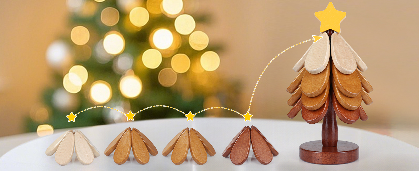 Wooden Trivets for Hot Dishes, Trivet Tree Christmas Tree Trivet Coasters Set of 4 for Hot Pot Pans Bowls Drinks Plates, Table Decor Coaster for Home and Restaurant