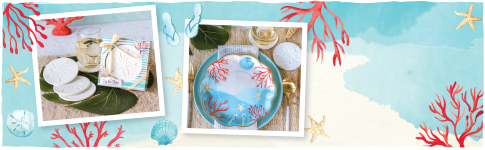 Kate Aspen Absorbent Sand Dollar Drink Coasters Set of 4– Coastal Decor, Nautical Home Decorations, Housewarming Gift, & Beach Themed Coasters for Drinks