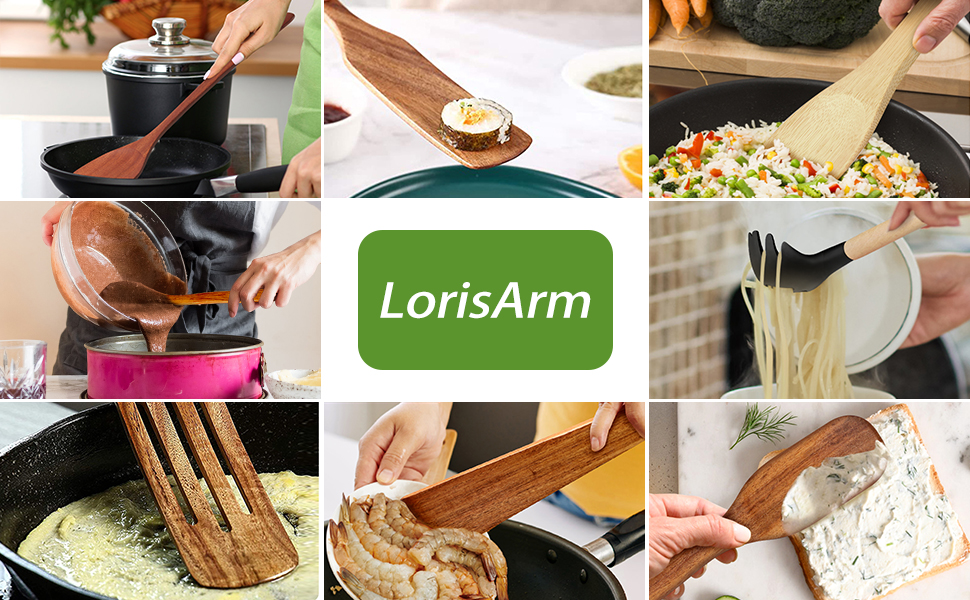 Large Wooden Handle Spatula Set, 12