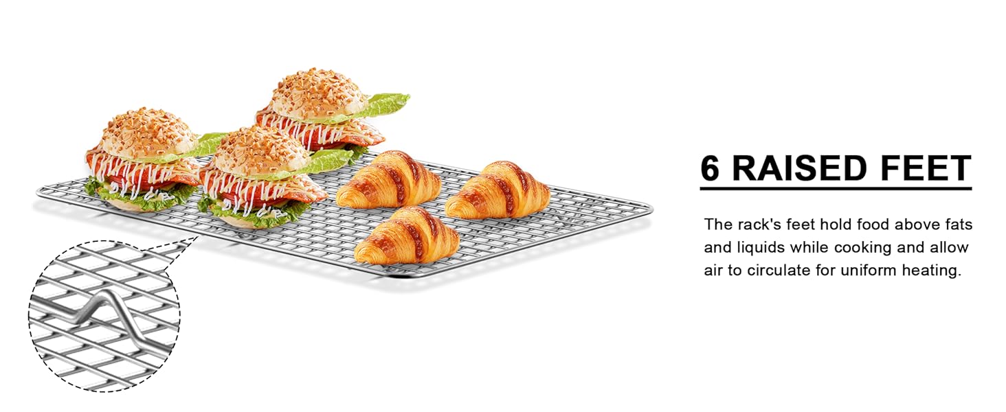 Half Sheet Pans with Rack Set, 18 Inch Commercial Quality Baking Sheet Pan Set, Natural Aluminum Cookie Sheet, Warp Resistant Nonstick Thick Cookie Tray Pans for Baking, Roasting