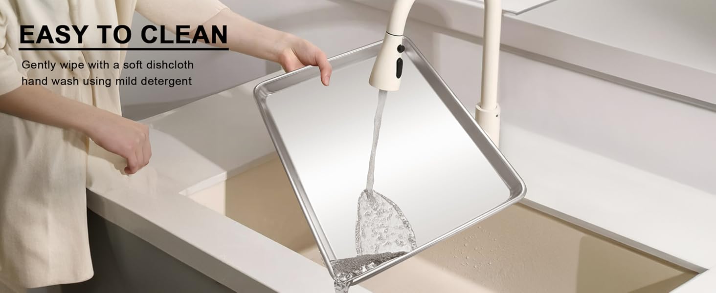 Half Sheet Pans with Rack Set, 18 Inch Commercial Quality Baking Sheet Pan Set, Natural Aluminum Cookie Sheet, Warp Resistant Nonstick Thick Cookie Tray Pans for Baking, Roasting