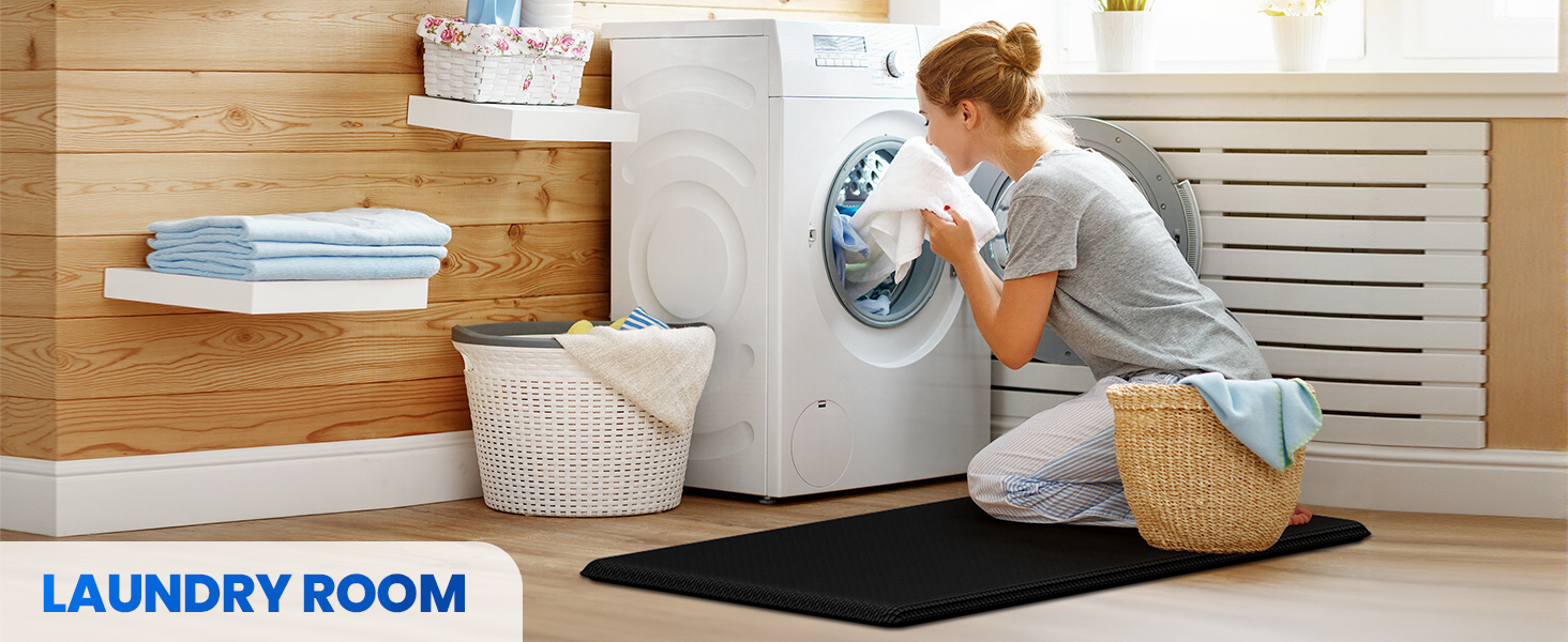 KitchenClouds Kitchen Mats for Floor,3PCS Kitchen Rugs,Non Slip Anti Fatigue Mats for Floor,Waterproof Kitchen Sink Mat,Cushioned Standing and Comfort Mats for Office,Black