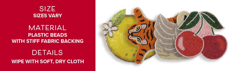 Karma, Beaded Drink Coasters Set of 4, Boho Round Beaded Coasters for Dinning Table and Coffee Table, Cream