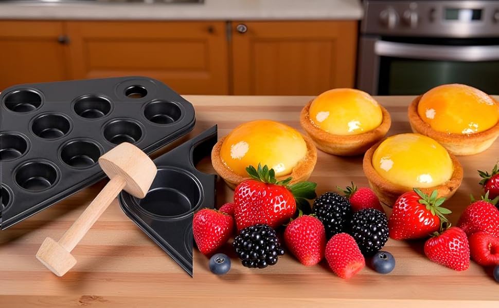 Wooden Tart Tamper, Double Side Pie Pastry Dough Tamper, Egg Tart Pan Mold DIY Cake Pastry Baking Tool for Mini Egg Tart, Cheesecakes, Pasta and Dessert Baking
