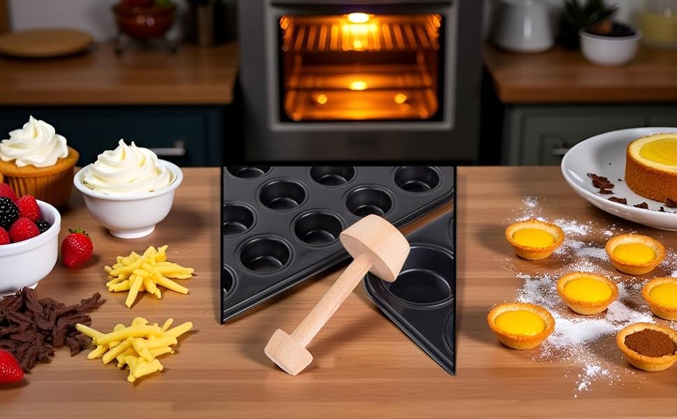 Wooden Tart Tamper, Double Side Pie Pastry Dough Tamper, Egg Tart Pan Mold DIY Cake Pastry Baking Tool for Mini Egg Tart, Cheesecakes, Pasta and Dessert Baking