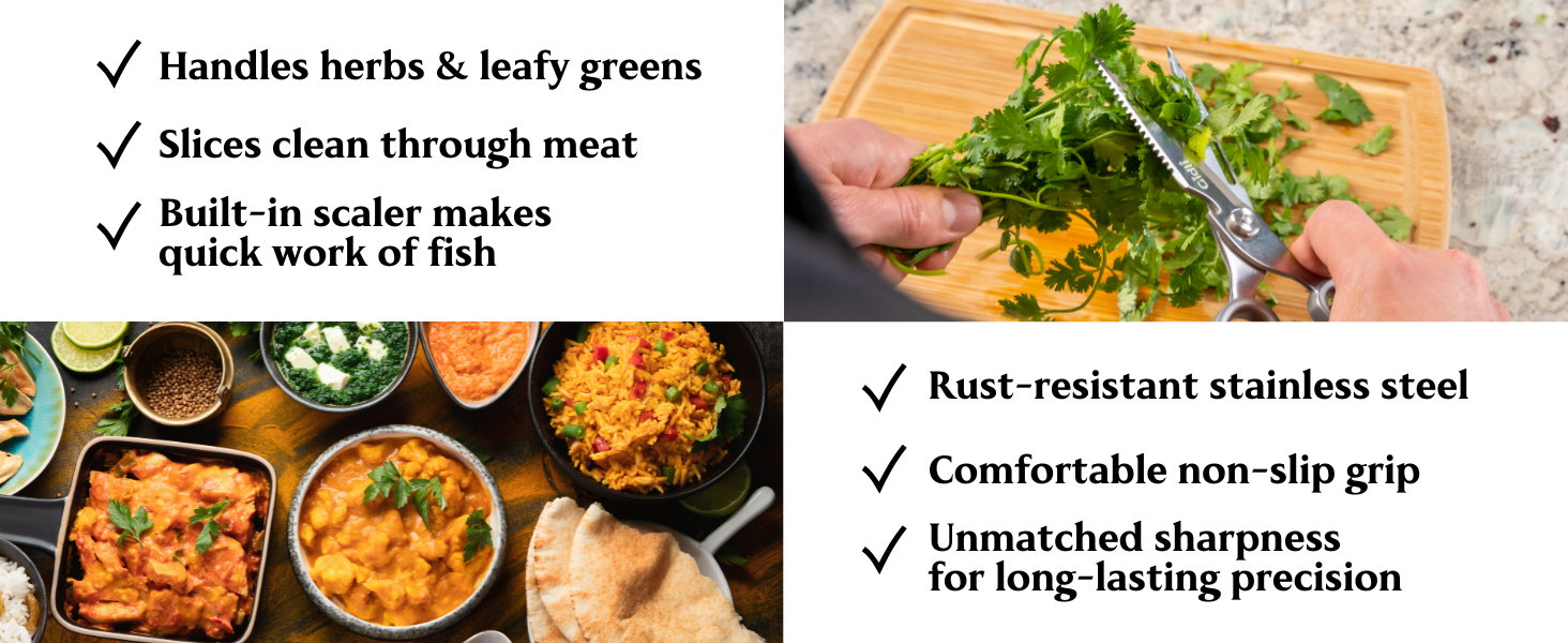 Premium Kitchen Scissors by Gidli – Lifetime Replacement Warranty* - Heavy Duty Kitchen Shears for Food – All-Purpose Stainless Steel Scissors – Dishwasher Safe, Comes Apart for Easy Cleaning