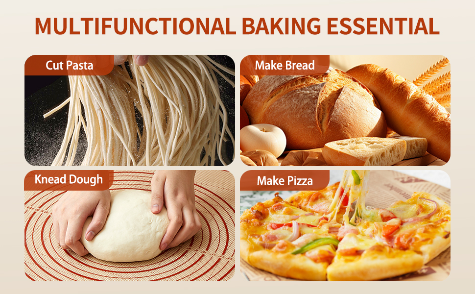 Silicone Baking Pastry Dough Mat - 28x20Inch Extra Large Cookie Bread Rolling Mats Sheet, Nonstick Kitchen Counter Kneading Board, Thick Reusable Pie Cookies Pizza Fondant Making Matt with Measurement