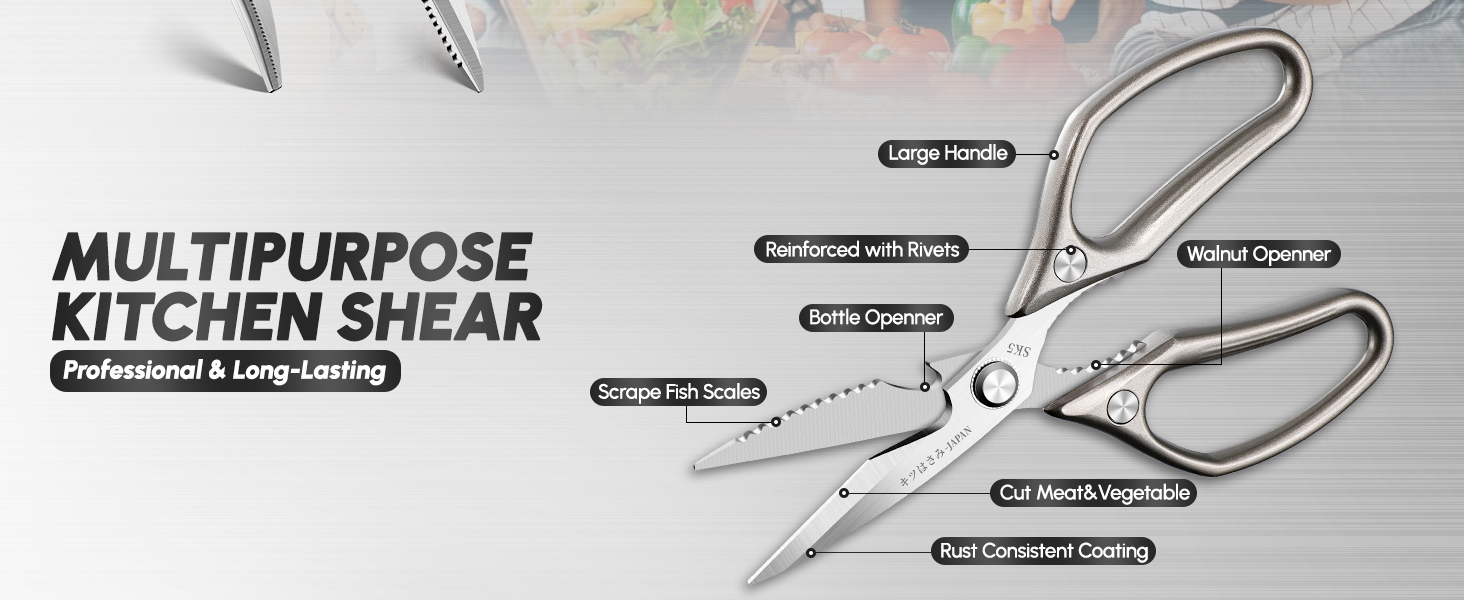 SSGP Kitchen Shears Set, All Purpose Heavy Duty Poultry Shears, Sharp Japanese Meat Scissors, Dishwash Safe Stainless Steel Kitchen Scissors for Food, Chicken Bones, Turkey, Christmas Gifts Women Men