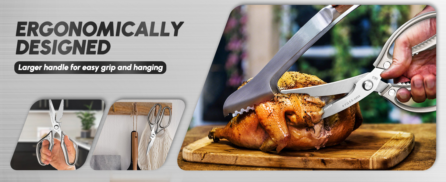 SSGP Kitchen Shears Set, All Purpose Heavy Duty Poultry Shears, Sharp Japanese Meat Scissors, Dishwash Safe Stainless Steel Kitchen Scissors for Food, Chicken Bones, Turkey, Christmas Gifts Women Men