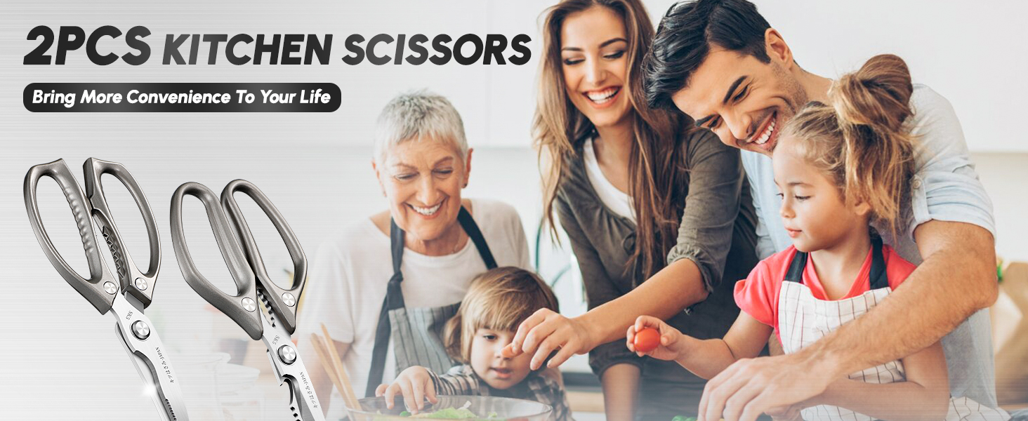 SSGP Kitchen Shears Set, All Purpose Heavy Duty Poultry Shears, Sharp Japanese Meat Scissors, Dishwash Safe Stainless Steel Kitchen Scissors for Food, Chicken Bones, Turkey, Christmas Gifts Women Men