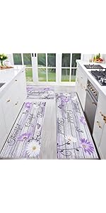 Red Teal Floral Kitchen Rugs and Mats Non-Skid Washable for Floor, Floral Teal Kitchen Decor and Accessories Kitchen Mat Set of 3, 17