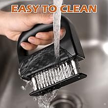 MANJIA Meat Tenderizer Needle Stainless Steel Hand Held, Blade Tenderizer for Meat, Meat Tenderizer Tool for Tenderizing Chicken, Steak, BBQ（Ultra Sharp 48 Blades Kitchen Cooking Tool）