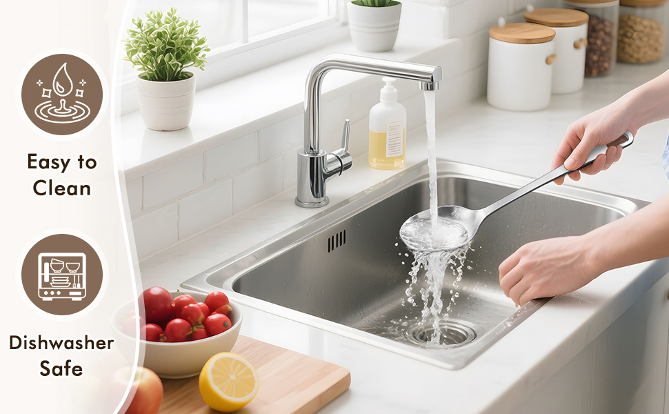 4 Pcs Cooking Utensils Set, Stainless Steel Kitchen Utensils, Heat Resistant Metal Kitchen Tools Include Solid & Slotted Turner Wok Spatula, Serving Spoon, Ergonomic Handle, Easy to Clean, Silver