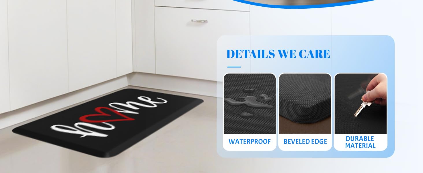 HappyTrends Kitchen Mat Cushioned Anti-Fatigue Rug Non-Slip Kitchen Rugs Stain Resistant Ergonomic Comfort Mat for Floor, Office, Sink, Laundry (17.3