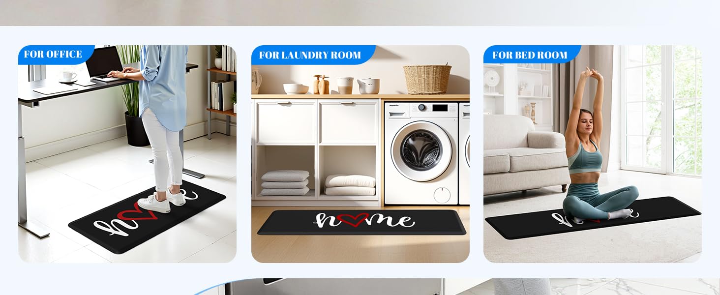 HappyTrends Kitchen Mat Cushioned Anti-Fatigue Rug Non-Slip Kitchen Rugs Stain Resistant Ergonomic Comfort Mat for Floor, Office, Sink, Laundry (17.3