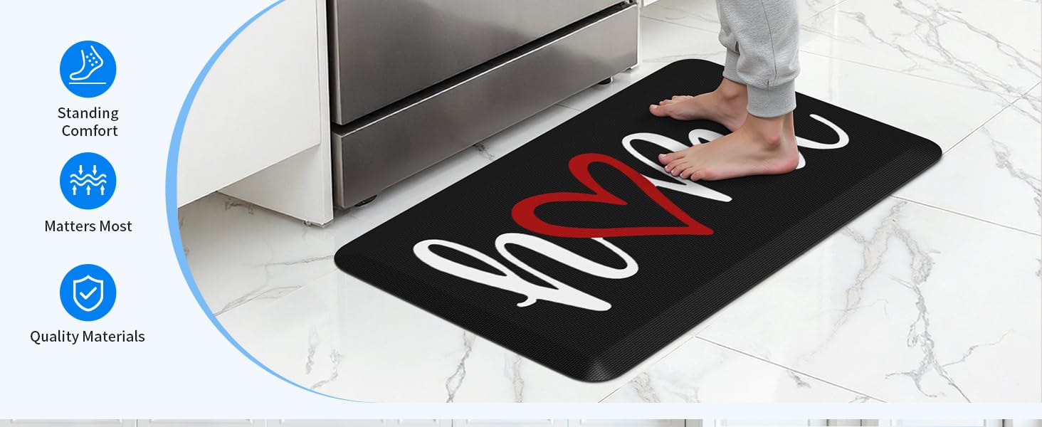 HappyTrends Kitchen Mat Cushioned Anti-Fatigue Rug Non-Slip Kitchen Rugs Stain Resistant Ergonomic Comfort Mat for Floor, Office, Sink, Laundry (17.3