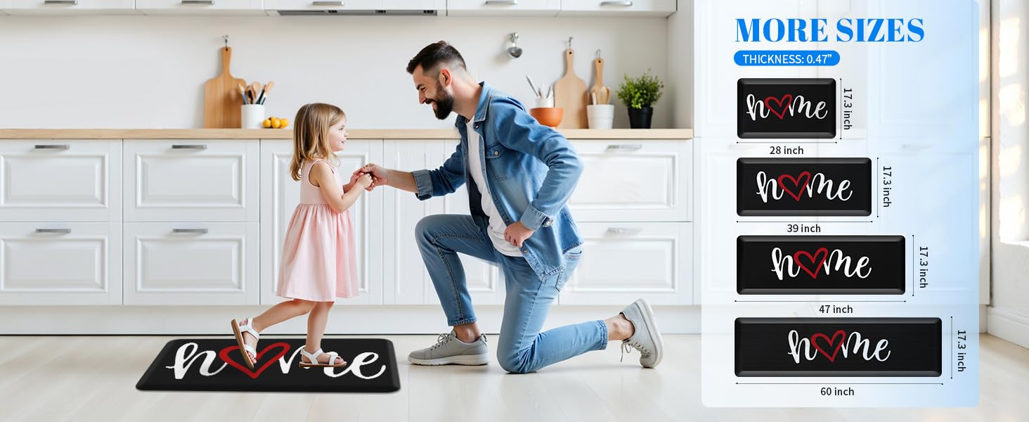 HappyTrends Kitchen Mat Cushioned Anti-Fatigue Rug Non-Slip Kitchen Rugs Stain Resistant Ergonomic Comfort Mat for Floor, Office, Sink, Laundry (17.3