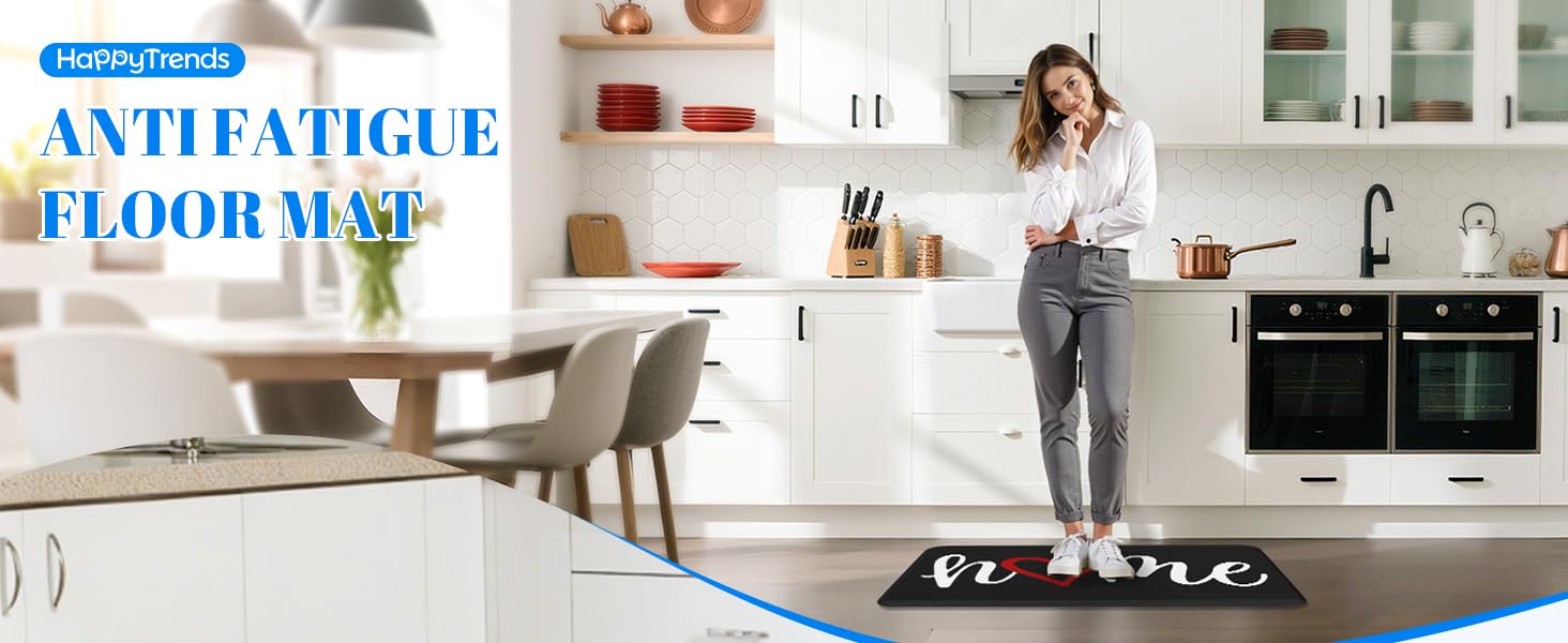 HappyTrends Kitchen Mat Cushioned Anti-Fatigue Rug Non-Slip Kitchen Rugs Stain Resistant Ergonomic Comfort Mat for Floor, Office, Sink, Laundry (17.3