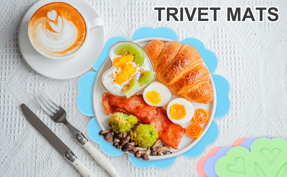 uxcell 2Pcs Silicone Trivet Mats, Flower Pattern Silicone Pad Hot Pad Pan Protectors Table Protector Heat Resistant Mat for Countertop, Hot Dishes, Hot Pots and Pans, Pink