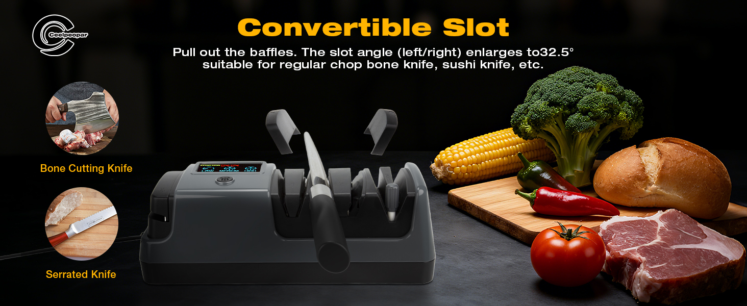 Professional 3-Stage Electric Knife Sharpener for Kitchen Knives, LCD Screen, 100% Diamond Abrasive, Adjustable Rotational Speed, Precision Angle Guides for All Kitchen Knives