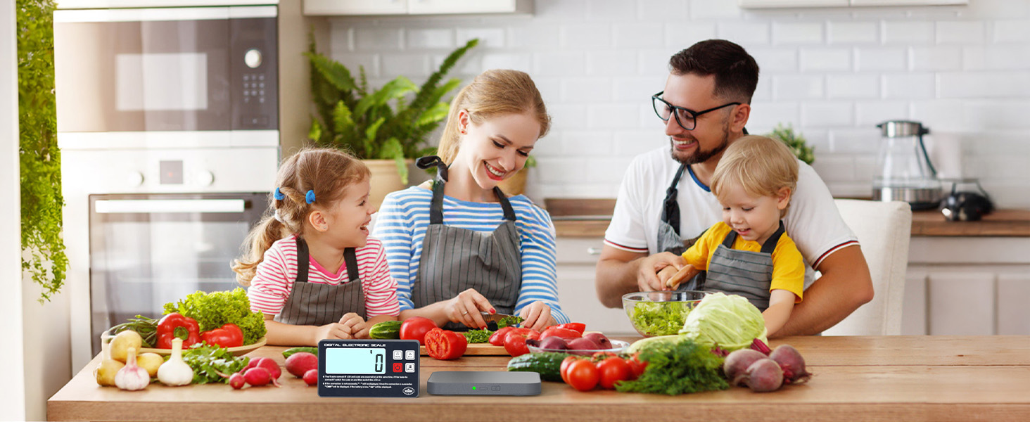 Rechargeable Digital Kitchen Food Scale - Detachable Display Electronic Weight Scale for Bread Making & Coffee Brewing, 304 Stainless Steel Platform, Backlit LCD, Count Mode, Wall-Mount & Tilt Stand