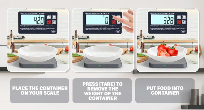 Rechargeable Digital Kitchen Food Scale - Detachable Display Electronic Weight Scale for Bread Making & Coffee Brewing, 304 Stainless Steel Platform, Backlit LCD, Count Mode, Wall-Mount & Tilt Stand