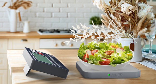 Rechargeable Digital Kitchen Food Scale - Detachable Display Electronic Weight Scale for Bread Making & Coffee Brewing, 304 Stainless Steel Platform, Backlit LCD, Count Mode, Wall-Mount & Tilt Stand