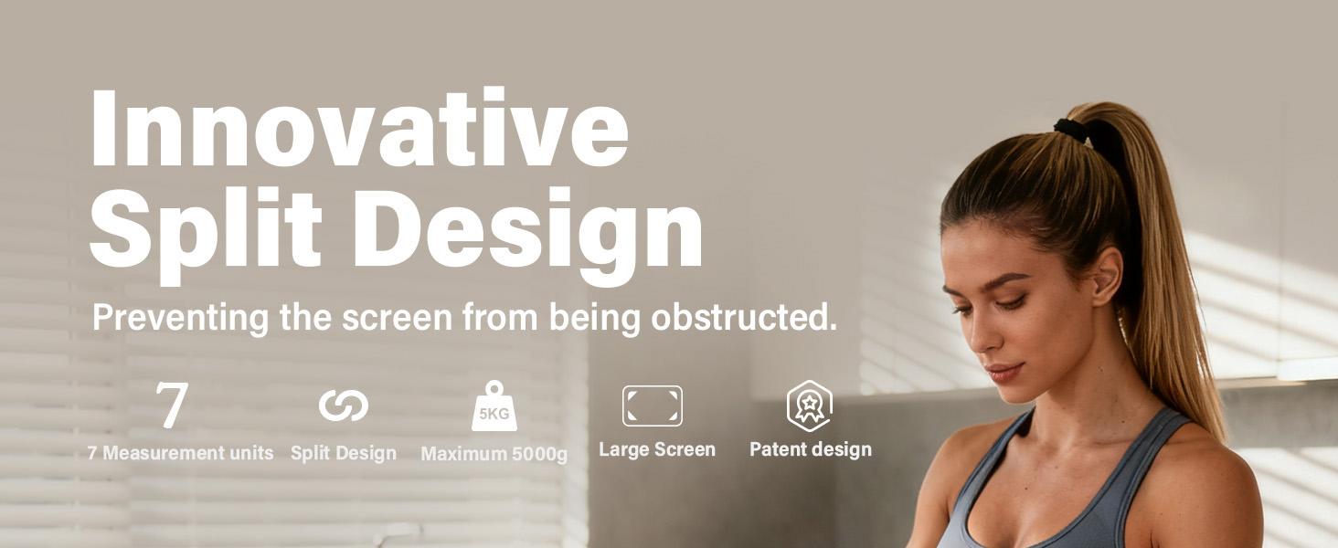 Rechargeable Digital Kitchen Food Scale - Detachable Display Electronic Weight Scale for Bread Making & Coffee Brewing, 304 Stainless Steel Platform, Backlit LCD, Count Mode, Wall-Mount & Tilt Stand