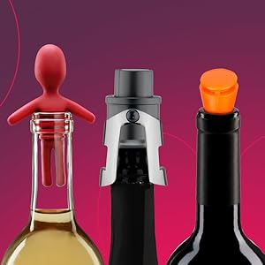 Innovine Drip Stop Pour Spout, Reusable Wine Pourer, Durable Construction with Rubber Base, Perfect for White and Red Wines, Home Bar Accessories, Kitchen Essentials, Barware, Set of 2