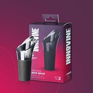 Innovine Drip Stop Pour Spout, Reusable Wine Pourer, Durable Construction with Rubber Base, Perfect for White and Red Wines, Home Bar Accessories, Kitchen Essentials, Barware, Set of 2