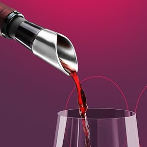 Innovine Aerating Pour Spout, Compact Wine Aerator with Air-Blending Helix and Drip-Free Rubber Stopper, Home Bar Accessories, Kitchen Essentials, 3.75-Inch, Set of 1