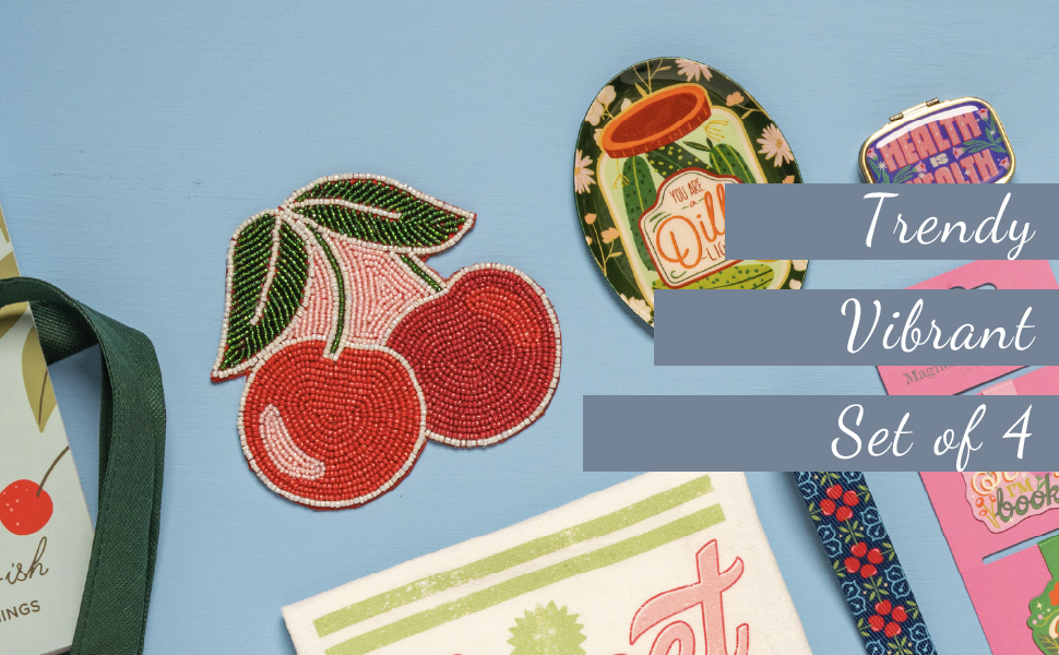 Karma, Lemon Beaded Drink Coasters Set of 4, Summer Round Beaded Coasters for Dinning Table and Coffee Table, Lemon