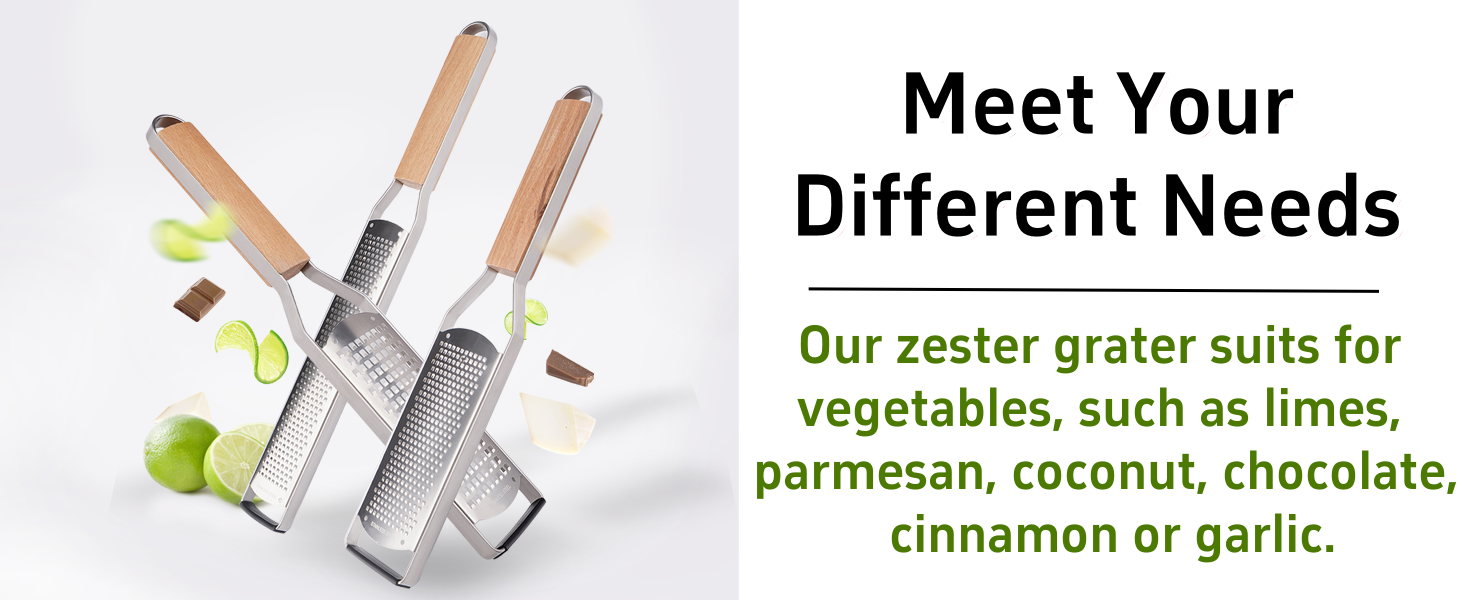 Professional Cheese Graters for Kitchen Stainless Steel Handheld,Durable Rust-Proof Metal Lemon Zester Grater With Wood Handle for Cheese,Chocolate,Spices,Kitchen Gadgets (Square Hole)