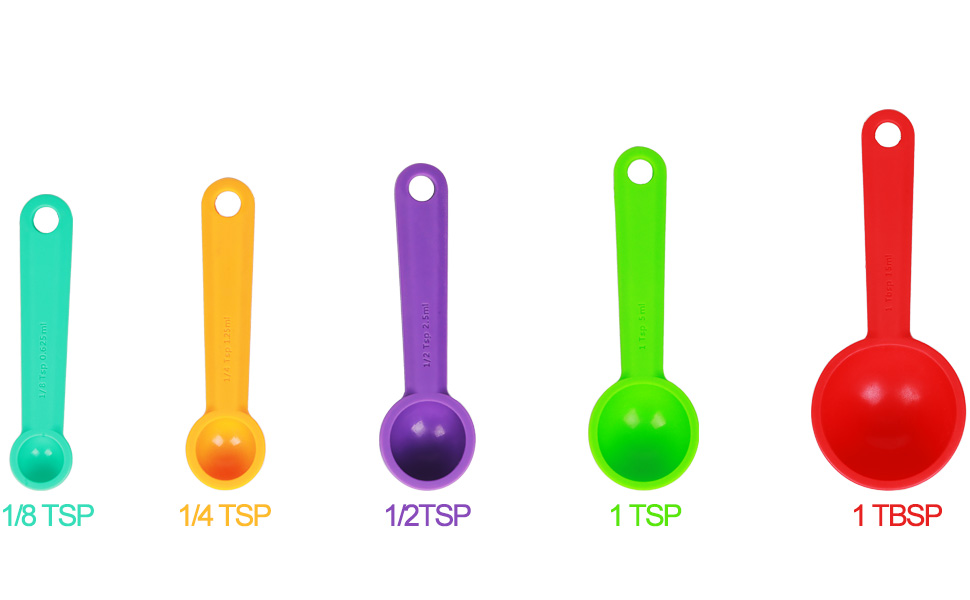 Silicone Measuring Spoons Set of 5, Assorted Colors