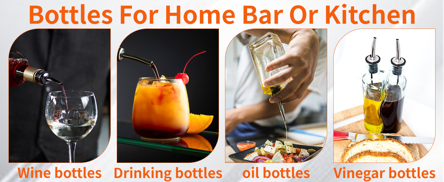 72 PACK Femilkt Liquor Pour Spout With Dust Caps,Stainless Steel Pourers Spouts for Liquor Bottles,Bottle Pourers for Alcohol, Olive Oil - Speed Pourers, Bar Bartender Accessories