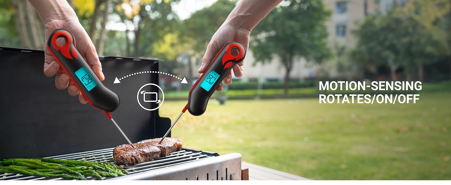 ThermoMaven Professional Meat Thermometer, Instant Read in 0.5 Sec, NIST Certified Accuracy ±0.5°F, IP67 Waterproof, Ambidextrous Backlight & Auto-Rotating Display, for BBQ/Grill/Cooking, Black&Red