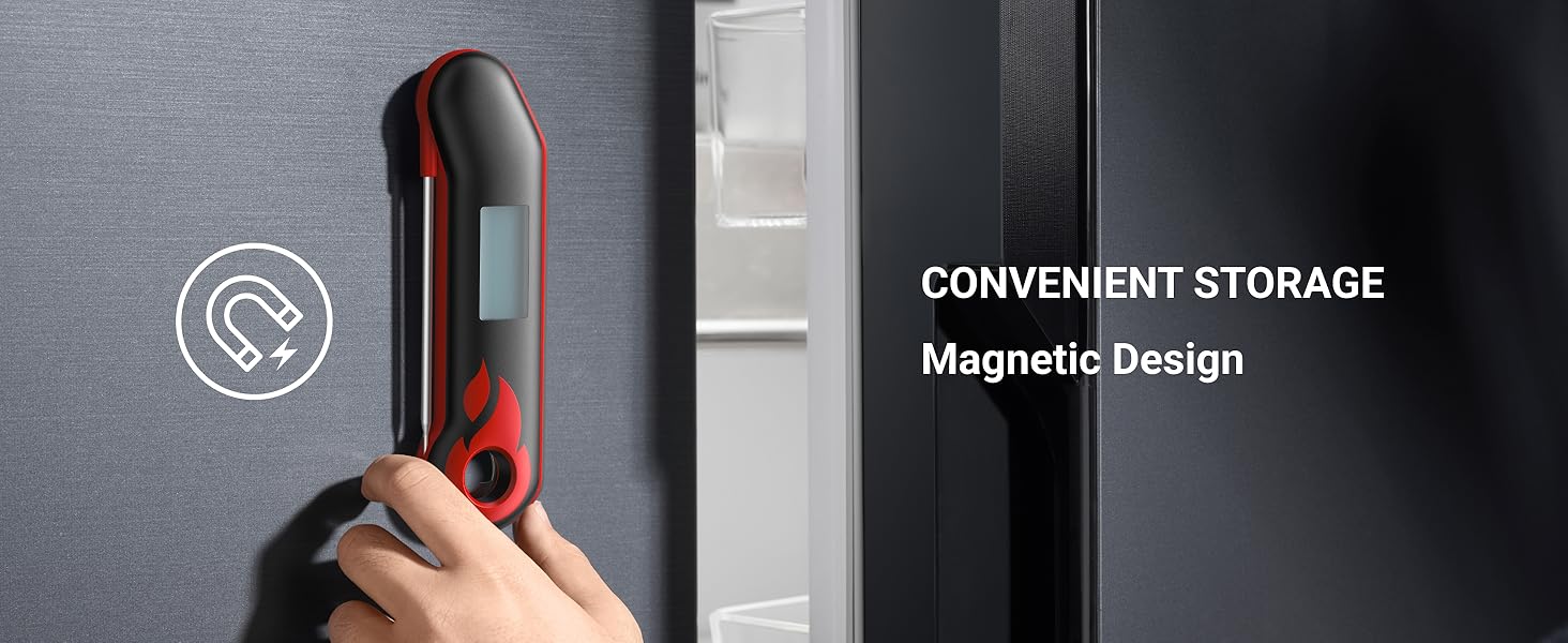 ThermoMaven Professional Meat Thermometer, Instant Read in 0.5 Sec, NIST Certified Accuracy ±0.5°F, IP67 Waterproof, Ambidextrous Backlight & Auto-Rotating Display, for BBQ/Grill/Cooking, Black&Red