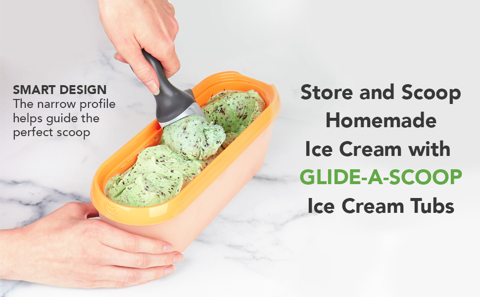 Tovolo Ice Cream Containers for Homemade Ice Cream Sunburst Orange, Glide A Scoop Ice Cream Tub for Reusable Ice Cream, 1.5 Quart BPA Free Insulated Freezer Safe Ice Cream Container with Lid
