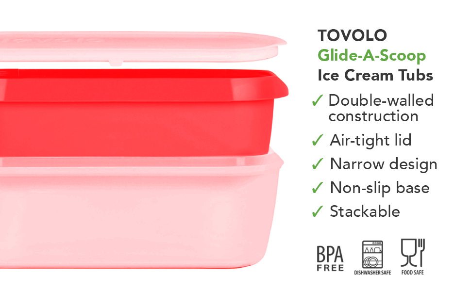 Tovolo Ice Cream Containers for Homemade Ice Cream Sunburst Orange, Glide A Scoop Ice Cream Tub for Reusable Ice Cream, 1.5 Quart BPA Free Insulated Freezer Safe Ice Cream Container with Lid