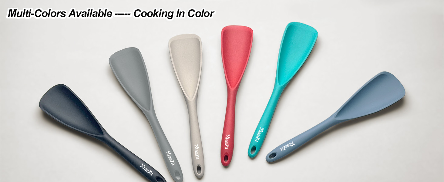 Silicone Spatula Spoon, Great for Both Cooking and Serving Durable BPA-Free Matte Black Silicone, Seamless Design, Safe for Nonstick Cooking Surfaces, 2-Pcs, Gray