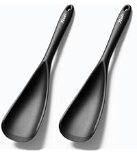 Silicone Spatula Spoon, Great for Both Cooking and Serving Durable BPA-Free Matte Black Silicone, Seamless Design, Safe for Nonstick Cooking Surfaces, 2-Pcs, Gray