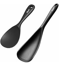 Silicone Spatula Spoon, Great for Both Cooking and Serving Durable BPA-Free Matte Black Silicone, Seamless Design, Safe for Nonstick Cooking Surfaces, 2-Pcs, Gray
