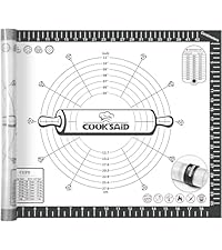 Cook's Aid Silicone Pastry Mat Extra Large with Measurements 26''x16'' for Reusable,Non-slip Silicone Baking Mat, Counter, Dough Rolling, Oven Liner,Fondant/Pie Crust,Dark Gray