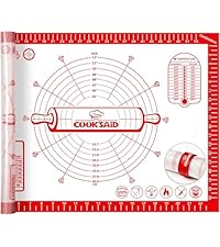 Cook's Aid Silicone Pastry Mat Extra Large with Measurements 26''x16'' for Reusable,Non-slip Silicone Baking Mat, Counter, Dough Rolling, Oven Liner,Fondant/Pie Crust,Dark Gray