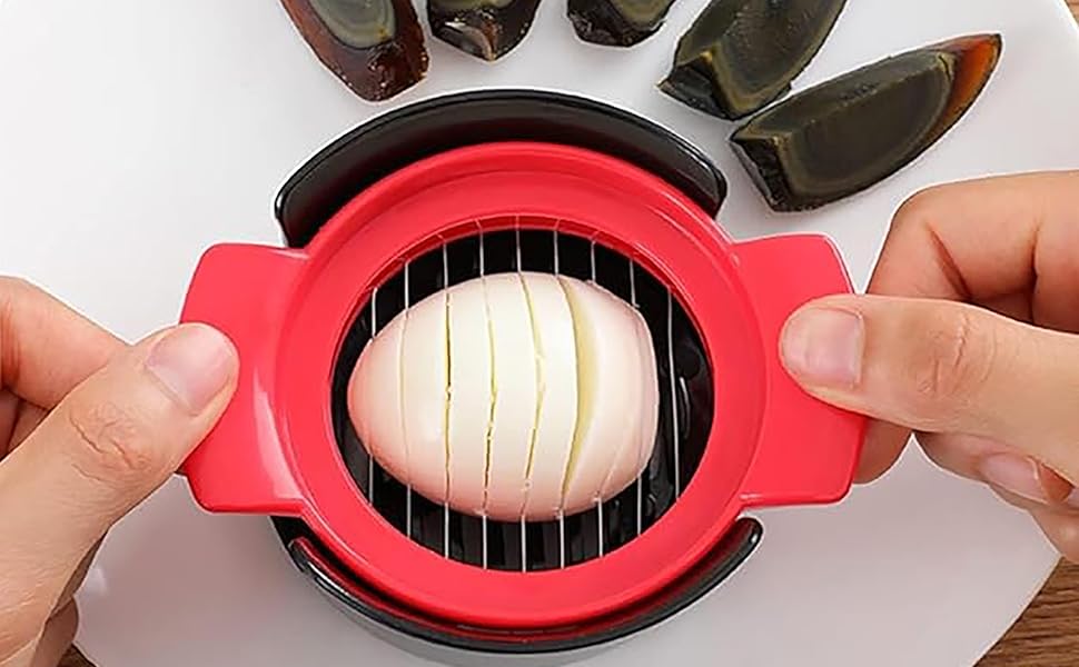 3-in-1 Egg Slicer for Hard Boiled Eggs, Stainless Steel Wire Egg Cutter/Dicer with Plastics Non-Slip Base, Multi-Purpose Kitchen Tool for Soft Fruits, Strawberries, Mushrooms, Easy to Clean