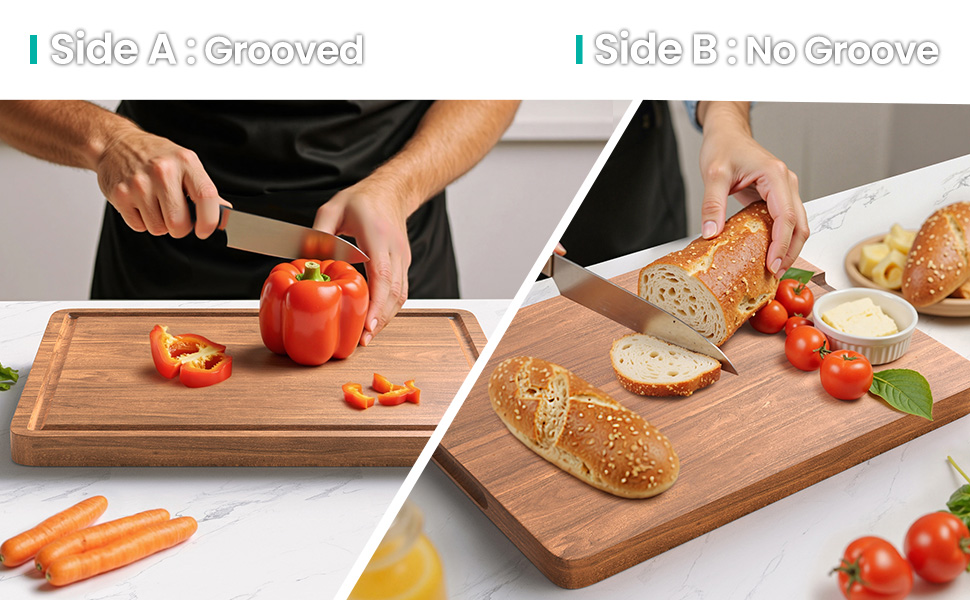 Acacia Wood Cutting Boards Set with Juice Groove & Handles for Kitchen 3-Piece Charcuterie Chopping Board for Meat Cheese Fruits Vegetables