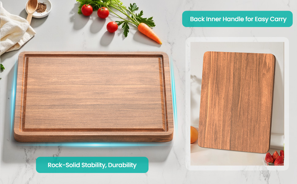 Acacia Wood Cutting Boards Set with Juice Groove & Handles for Kitchen 3-Piece Charcuterie Chopping Board for Meat Cheese Fruits Vegetables